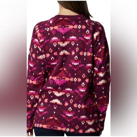 Columbia Sweater Weather Crew Marionberry Rocky Mt Print Women's Large NWT $65 - Picture 2 of 10